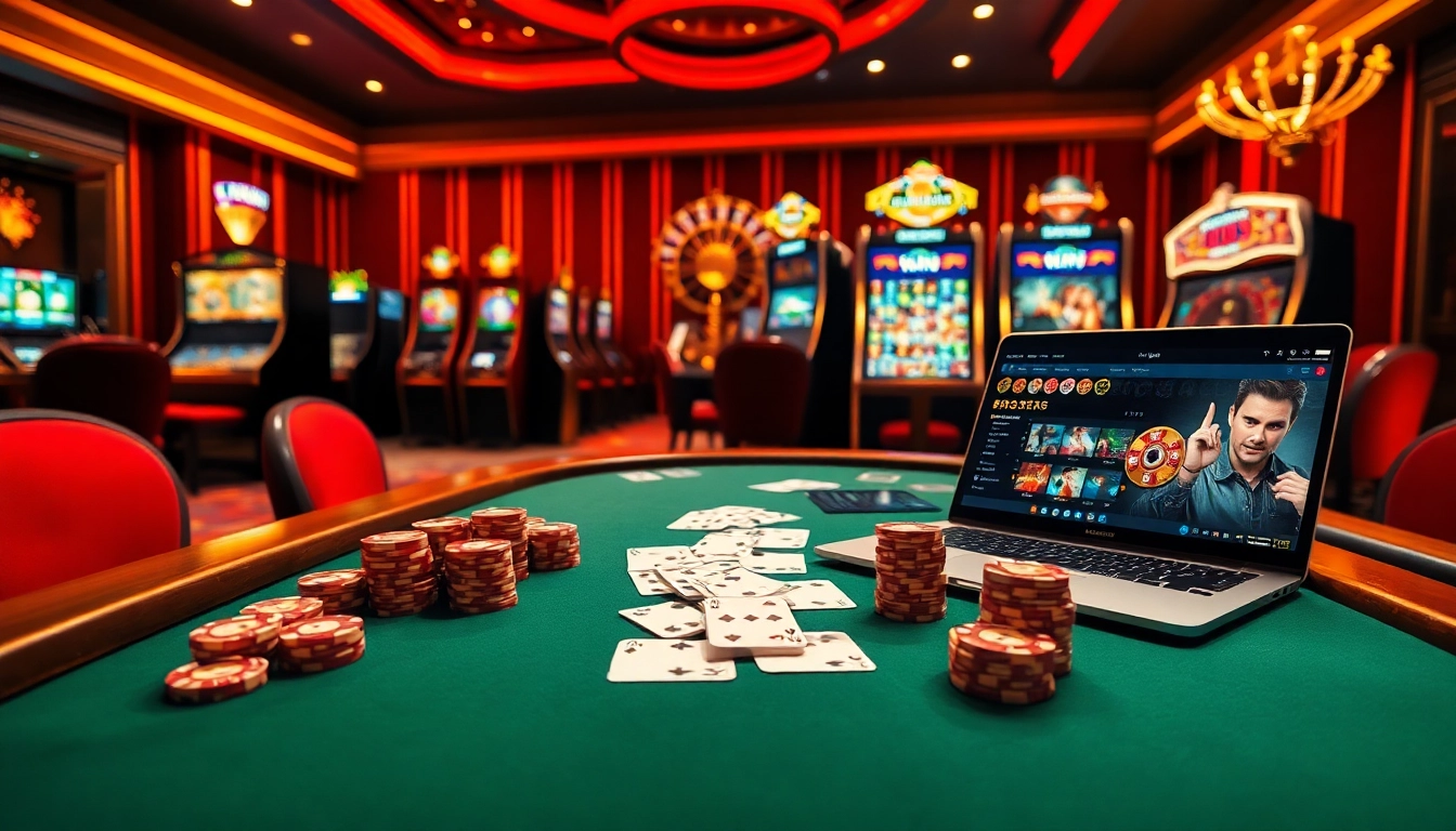 The professional atmosphere of loto188.gb.net with a high-stakes poker table and engaging casino visuals.