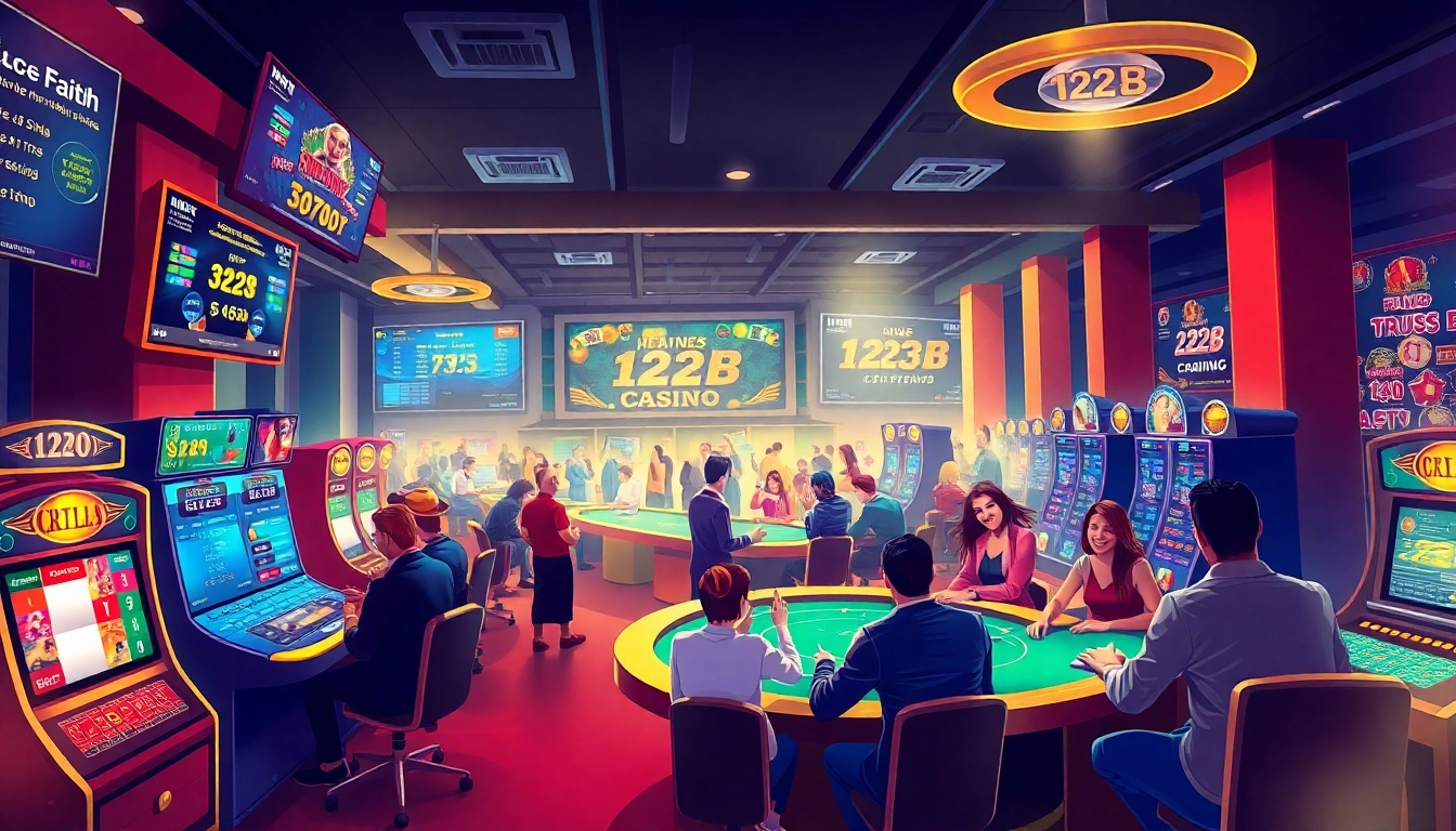 Exciting online casino scene with players engaging in games at 123b.faith, highlighting a vibrant atmosphere.